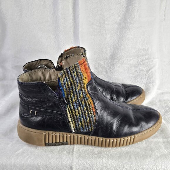 Josef Seibel Dark Navy Blue Leather Ankle Booties US Women's Size 8 - Picture 5 of 10